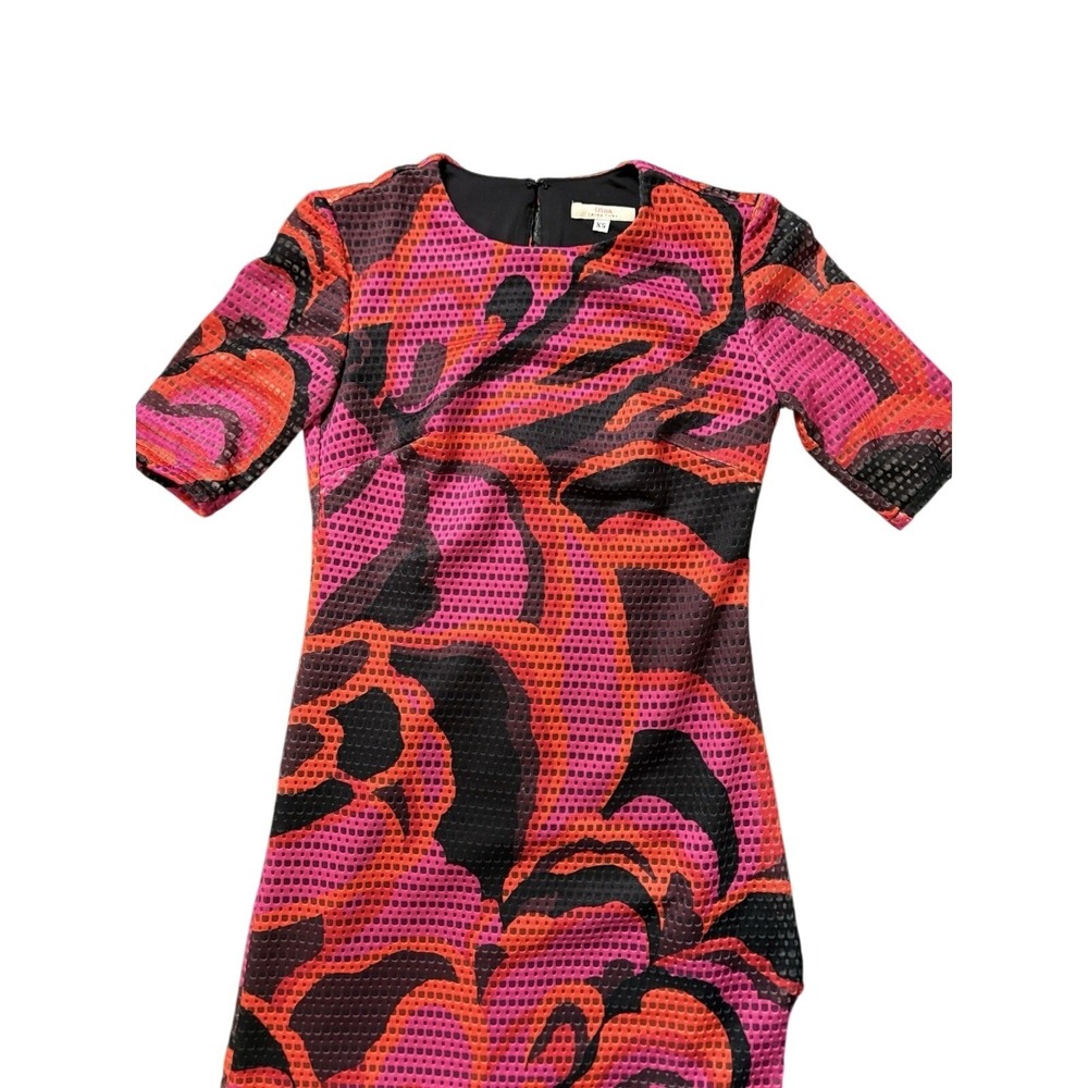 Trina Turk Pink Black Abstract Mesh Shift Dress XS